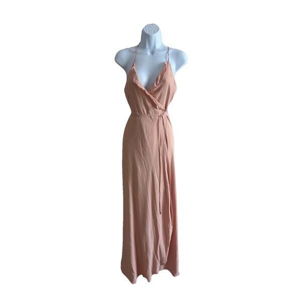 Lovers + Friends Nostalgia Wrap Maxi Halter dress Pink Small Revolve